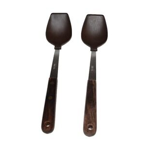 Vtg Robinson Nylon Stainless Steel Brown Spoon Wood Handle 11.5" USA Basting 2pc